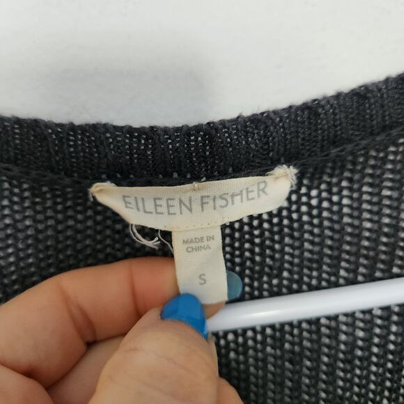 Eileen Fisher Organic Linen Sweater S Grey Beach Minimalist Cozycore Coastal - Picture 3 of 7